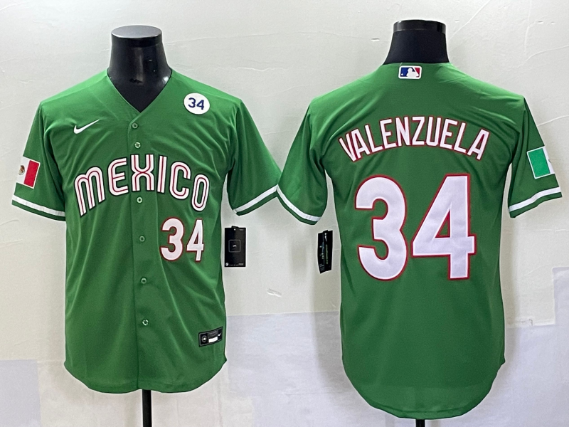 Men 2025 Los Angeles Dodgers #34 Valenzuela green Nike MLB Jersey style 4